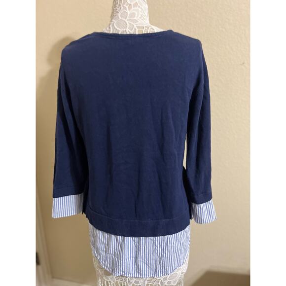 Chicos Preppy Navy Blue Layered knit Sweater - Size 1- EUC - Picture 4 of 5
